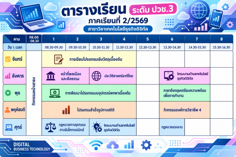 ตารางเรียน ปวช.3 ภาคเรียนที่ 2/2569 DBT